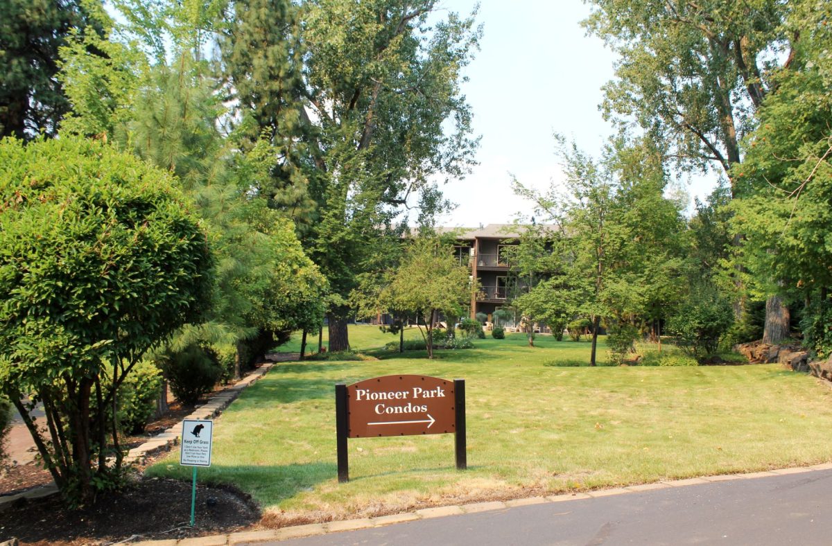 where to stay in bend, oregon: photo of woods in front of pioneer park rentals